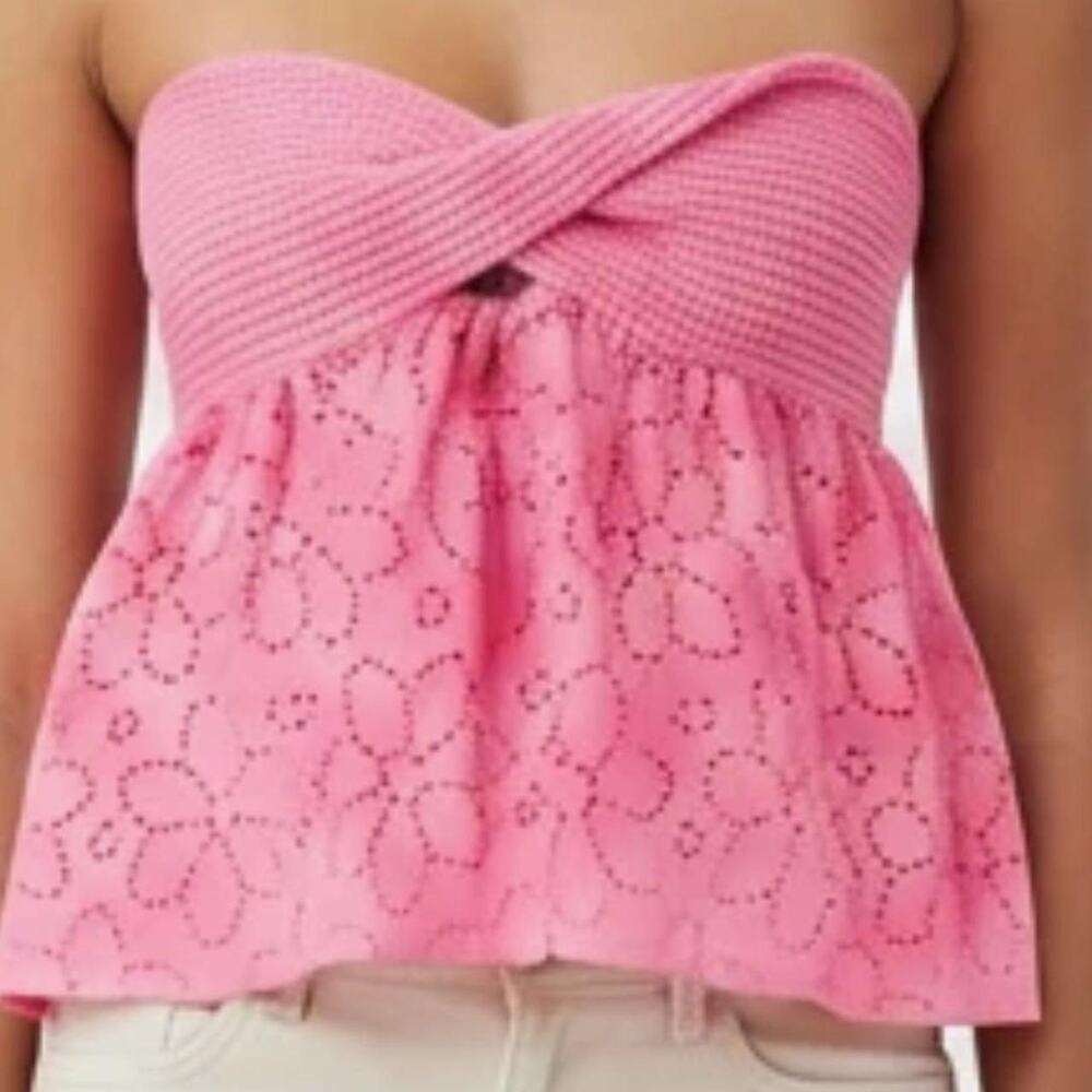 Shein pink strapless top with